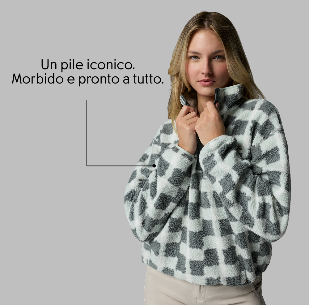 Pile cropped stampato con abbottonatura corta a pressione Helvetia™ II