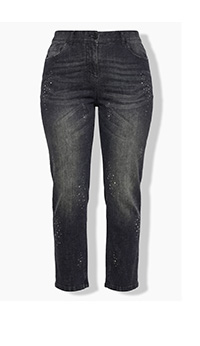 Boyfriend-Jeans con scintillanti borchie decorative