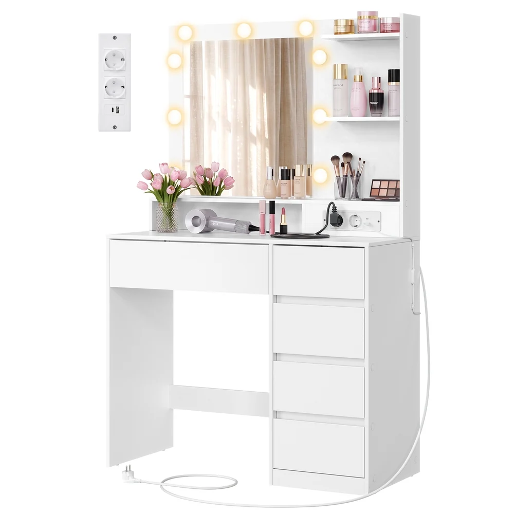 Image of Toeletta con specchio LED e ampi cassetti organizzati