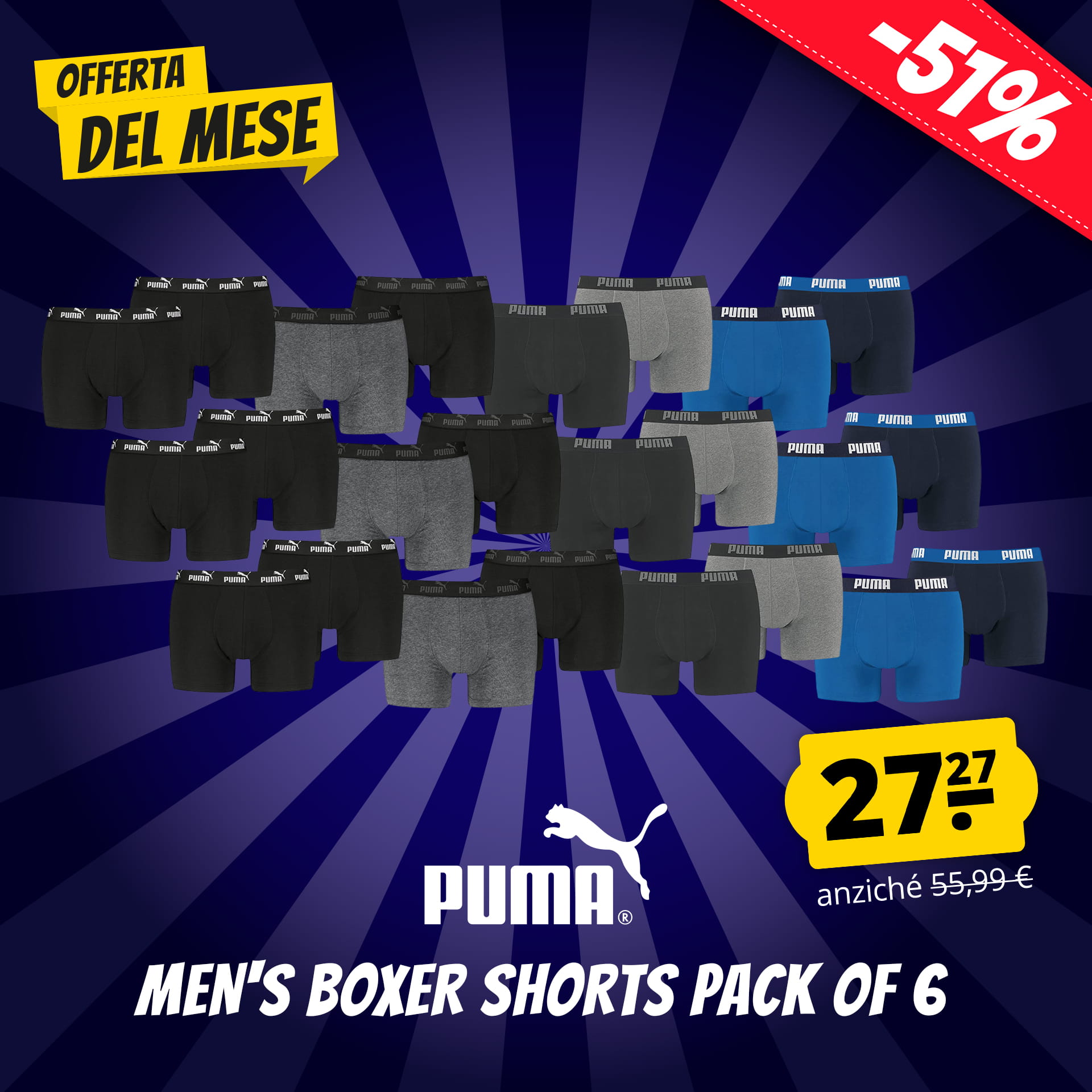 puma elements basic uomo boxer set da 6