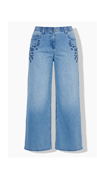 Jeans Mary, ricamo, gamba extra ampia, cintura comoda – scopri ora