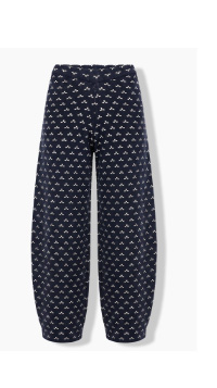 Pantaloni in maglia barrel con design a pois, comfort elastico