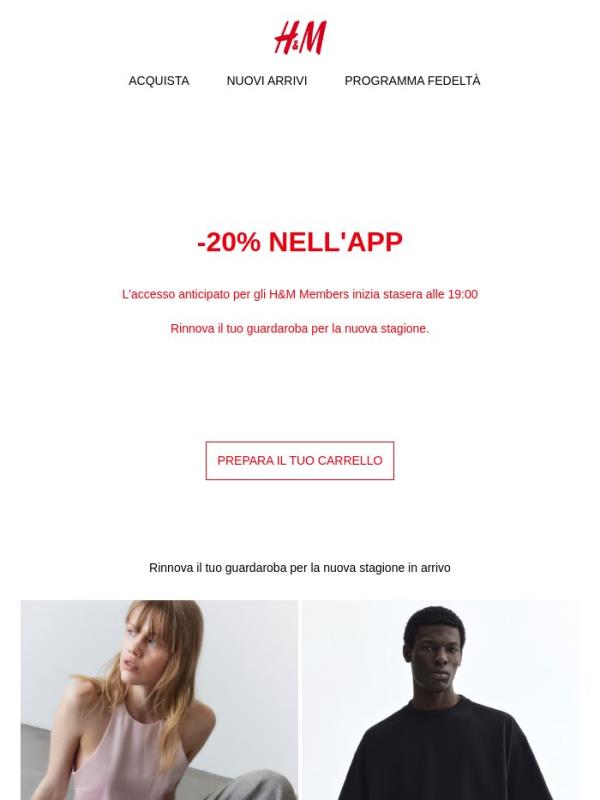 Oggi alle 19:00: -20% nell'APP