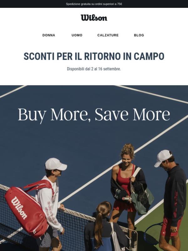 Fino al 50% di sconto | Ritorno in campo