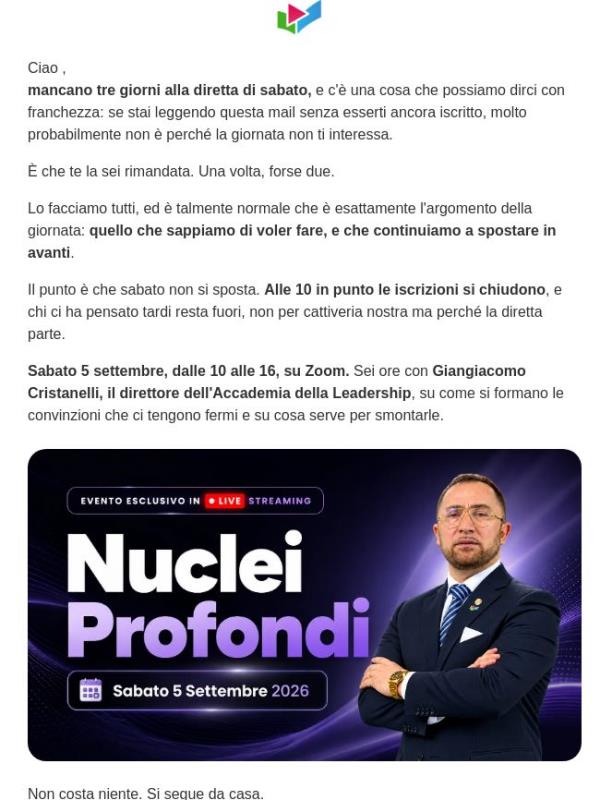 Mancano tre giorni