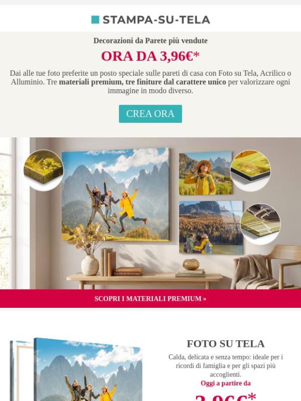 86% di sconto sulle Foto su Tela: fino a sabato⏳