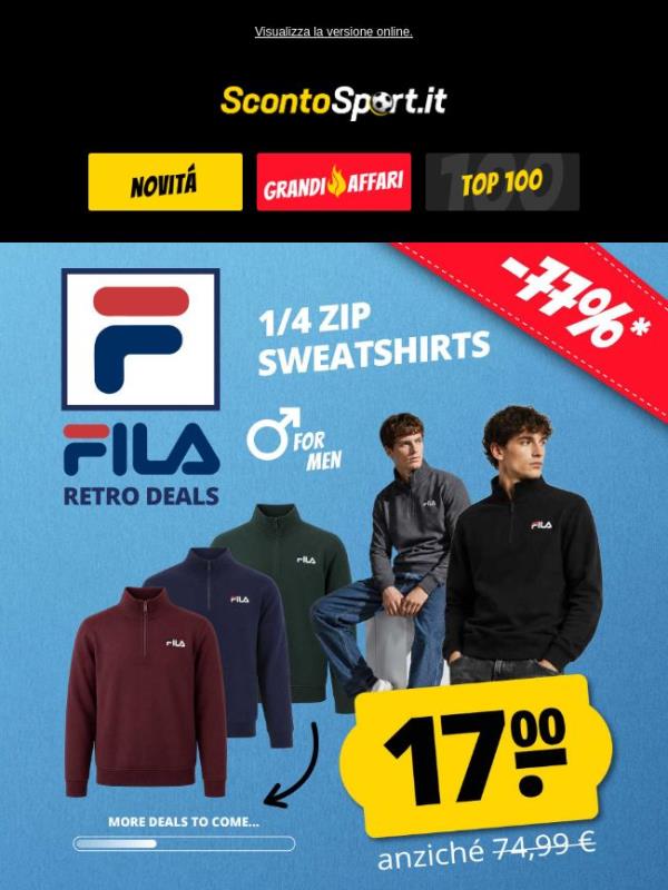 Solo 17 € invece di 74,99 € 😎 Felpe retrò FILA!
