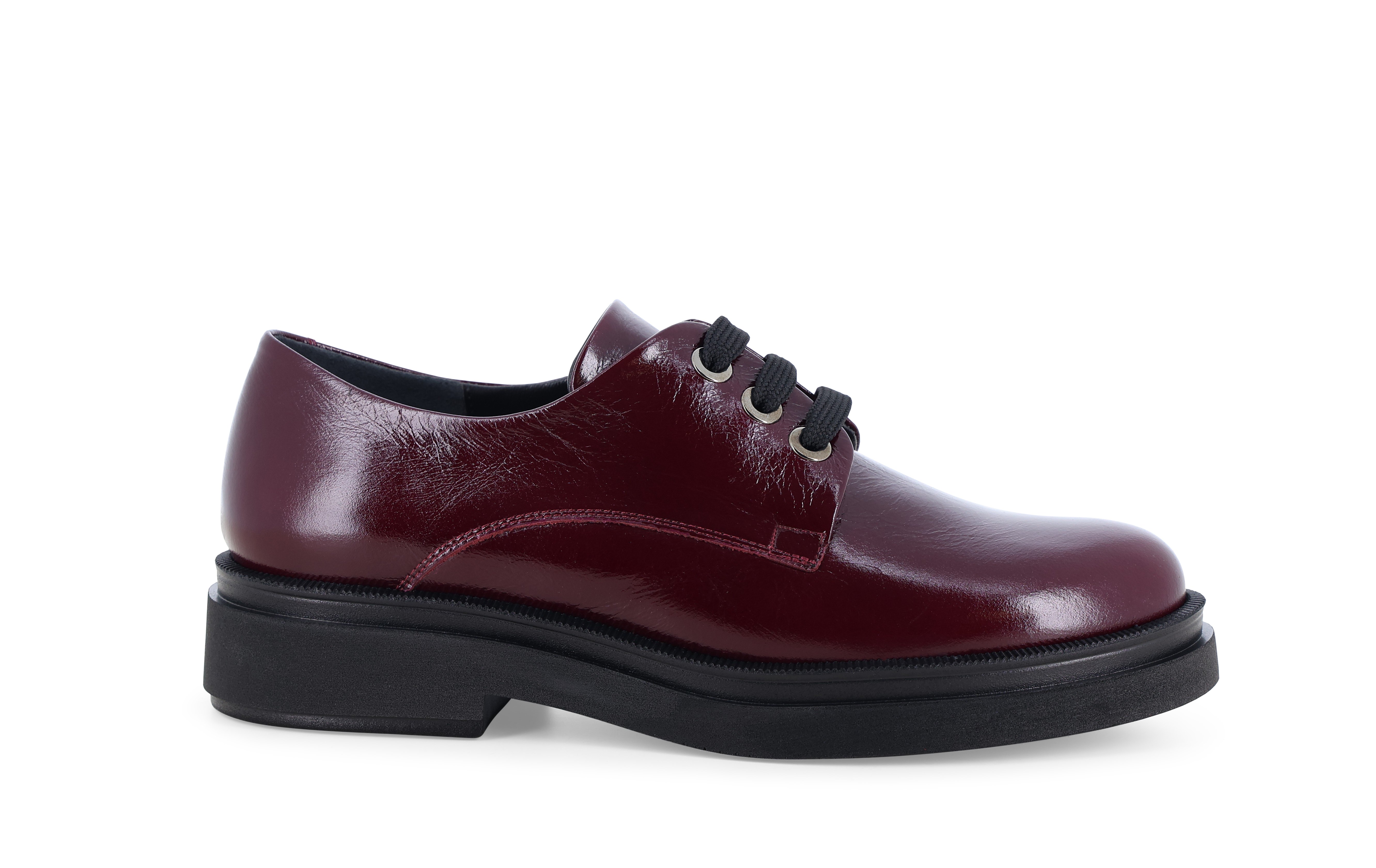 Mocassini donna allacciati in pelle morbida bordeaux r45451