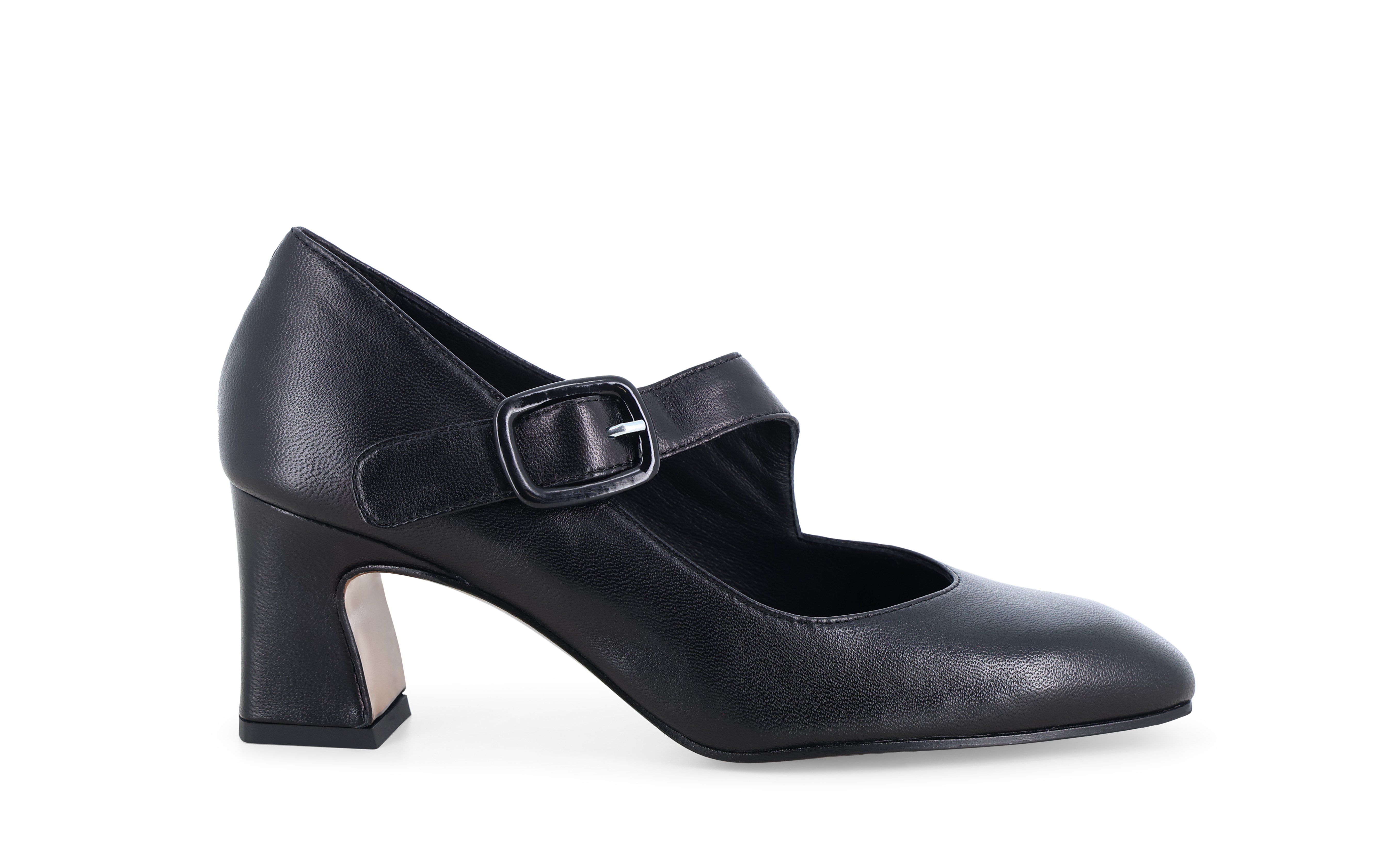 Décolleté con cinturino donna in pelle nero x5228