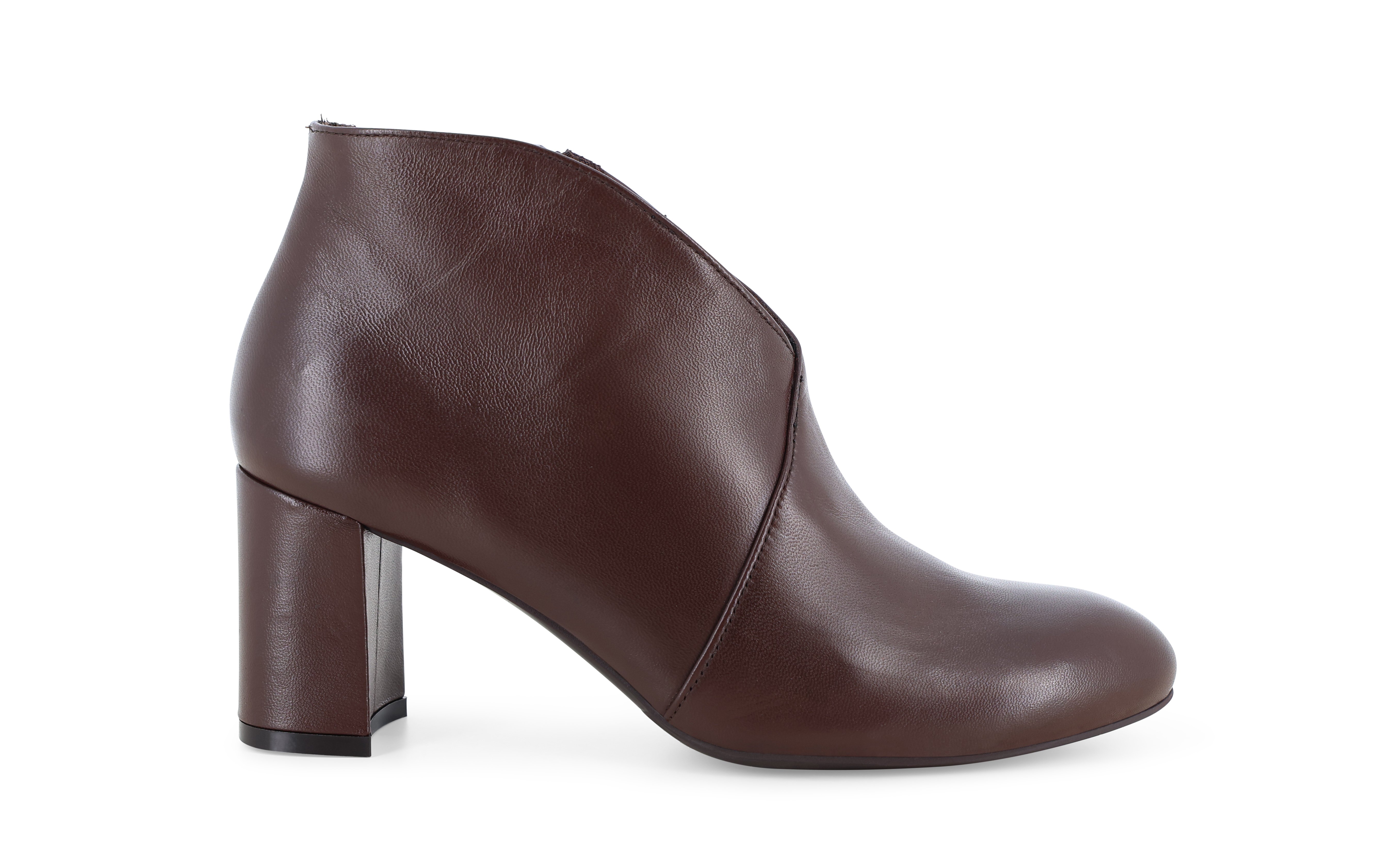 Stivaletto donna con cerniera in morbida pelle marrone z420q