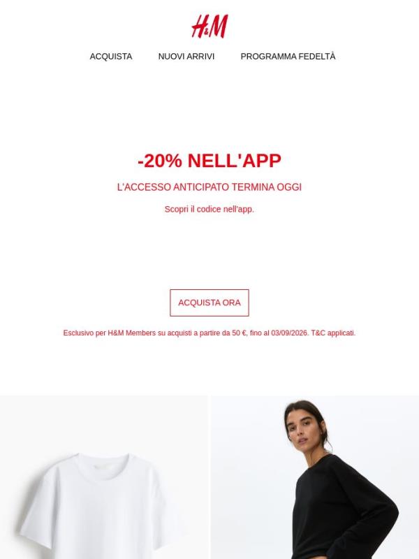 Ultimo giorno: -20% di accesso anticipato nell'app!