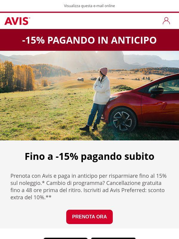 -15% pagando subito, più -10% per i soci Preferred