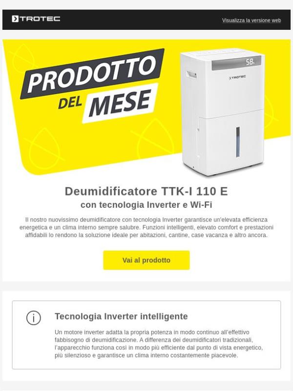 ⭐ Prodotto del mese: Deumidificatore TTK-I 110 E