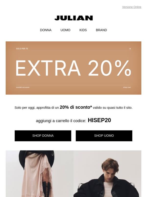 LAST CALL | -20% TERMINA OGGI