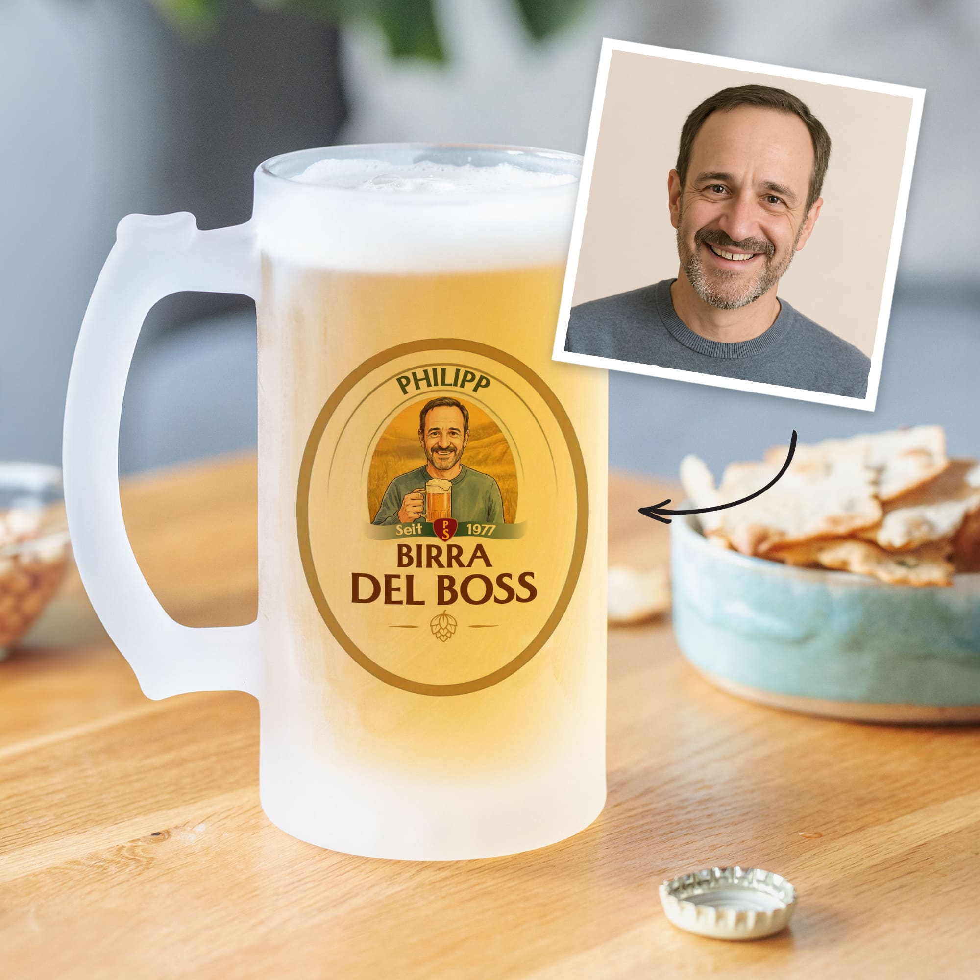 Image of Boccale Birra Personalizzato con Foto e Nome