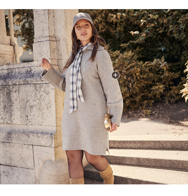 Abito in maglia comodo in grigio melange