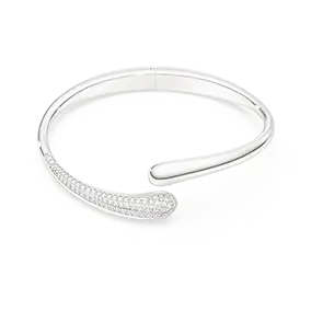 Bracciale rigido Swarovski Classica, Intrecciato, Taglio Round, Bianco, Argento Sterling