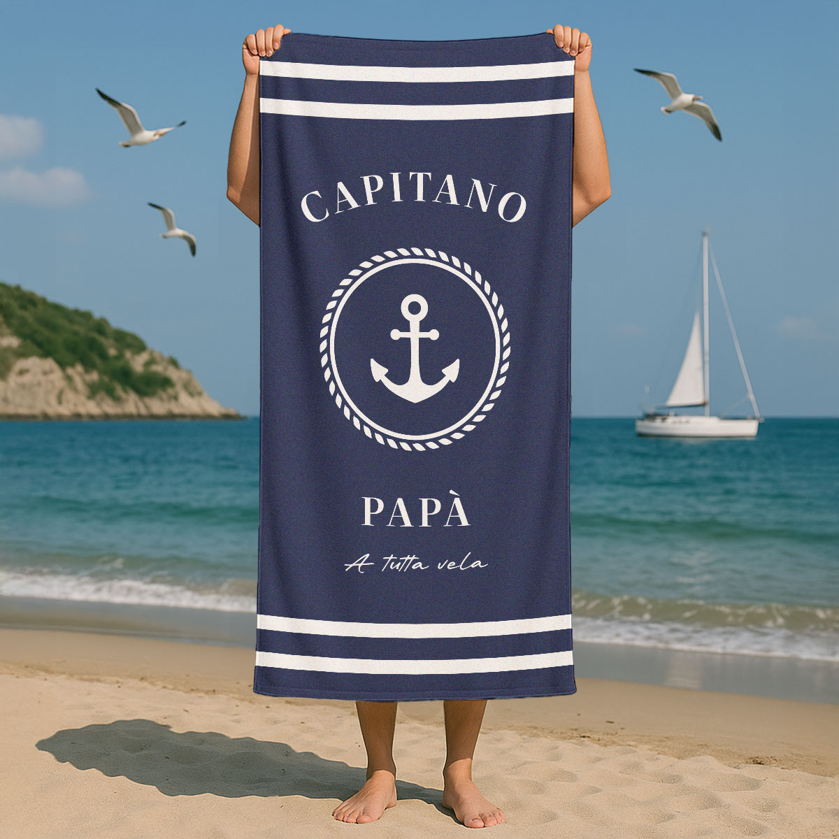 Image of Telo Mare Personalizzato Nautico con Testo