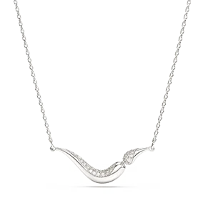 Collana Swarovski Classica, Taglio Round, Bianca, Argento Sterling