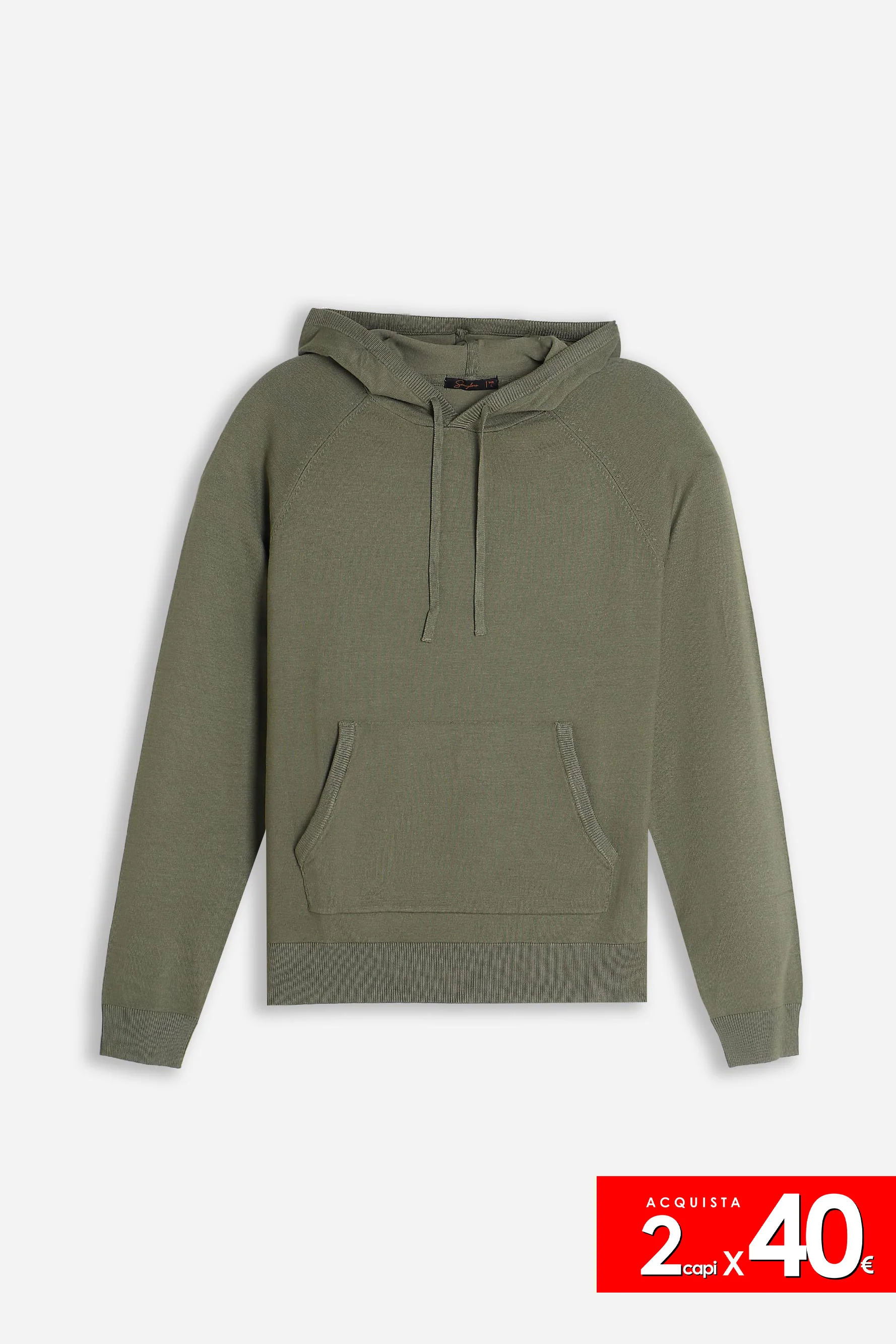 Image of MAGLIA MODELLO FELPA CON CAPPUCCIO E MARSUPIO