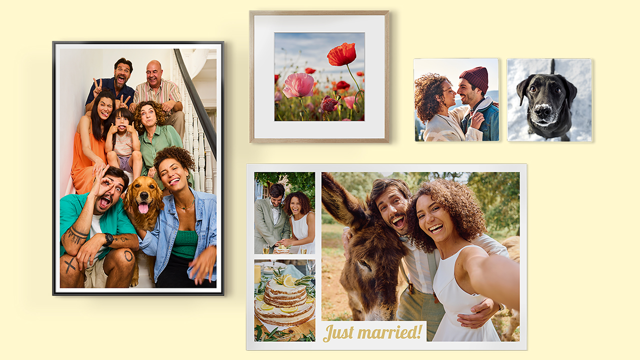 Mix di poster e tele con foto delle vacanze
