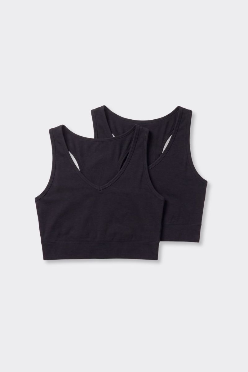Top Sportivo Scollo a V Nero - Set da 2