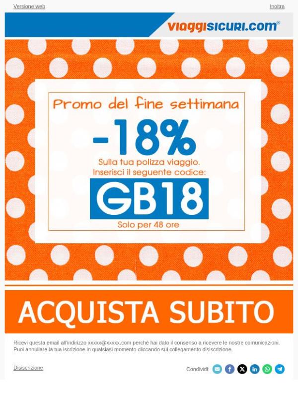 È già aria di weekend: - 18% su tutte le polizze!