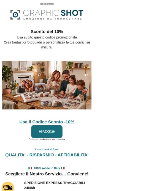 Ripartiamo con le nostre promozioni -10% su tutto il catalogo prodotti