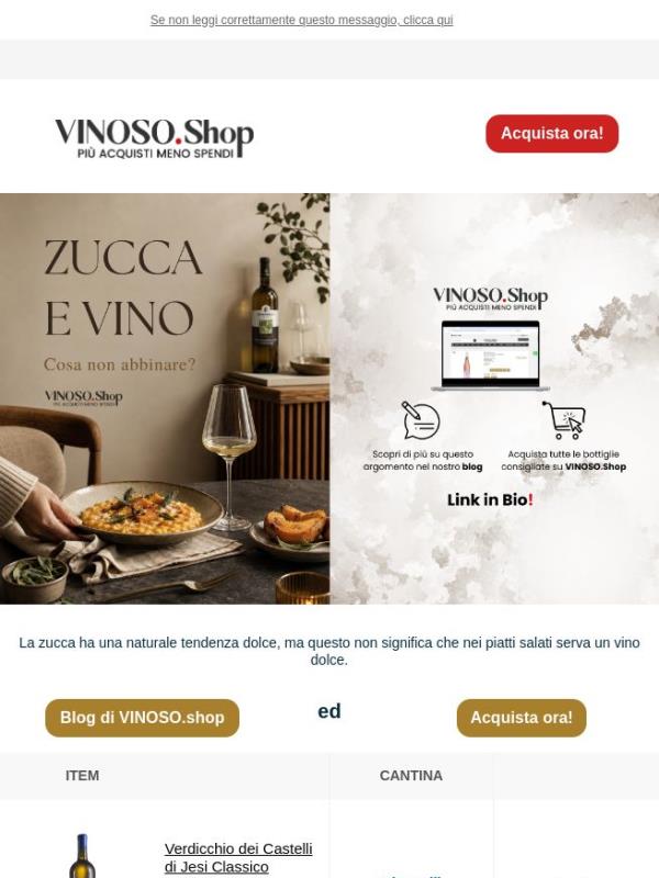 🍽️ VINOSO | Zucca e vino: conta più la ricetta dell’ortaggio