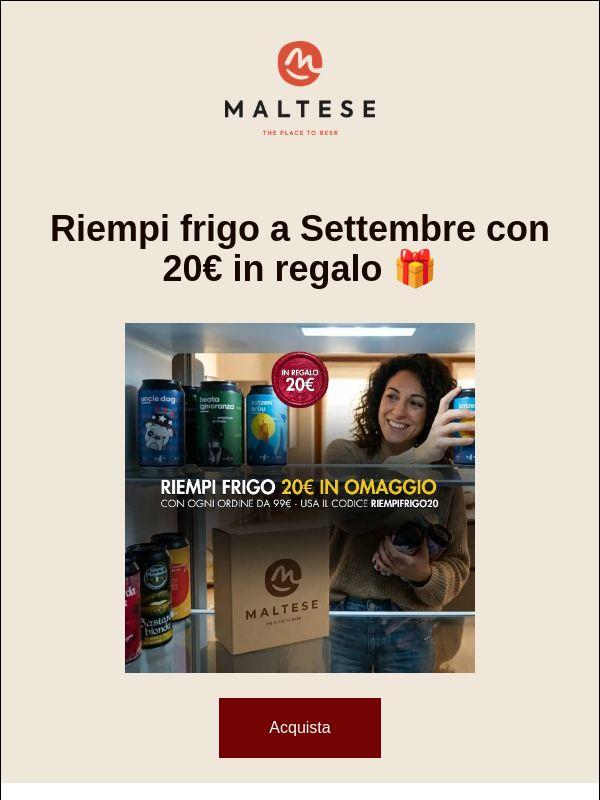 20€ in omaggio per riempire il frigo a settembre 🍺