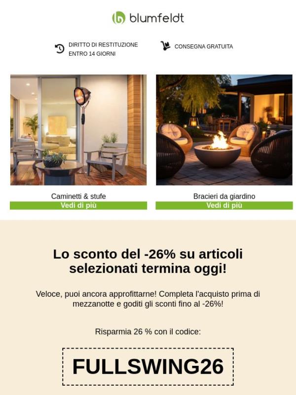 Il  tempo sta per scadere. Lo sconto del -26% termina a mezzanotte!