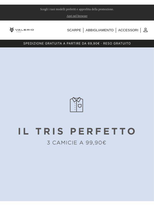 3 camicie a soli 99,90€