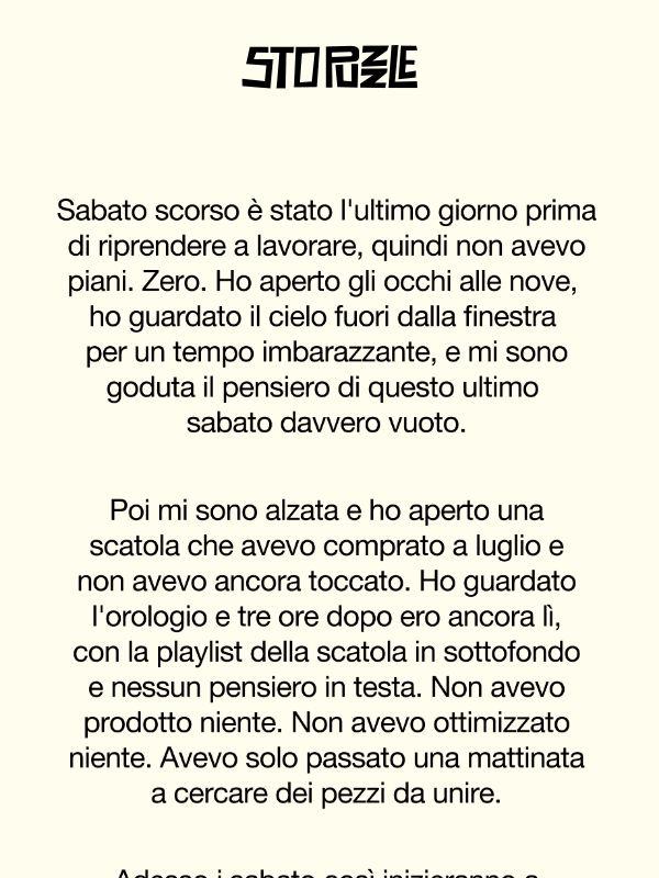 Sabato non ho fatto niente.