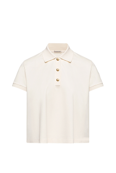 Polo in cotone con logo in gros-grain