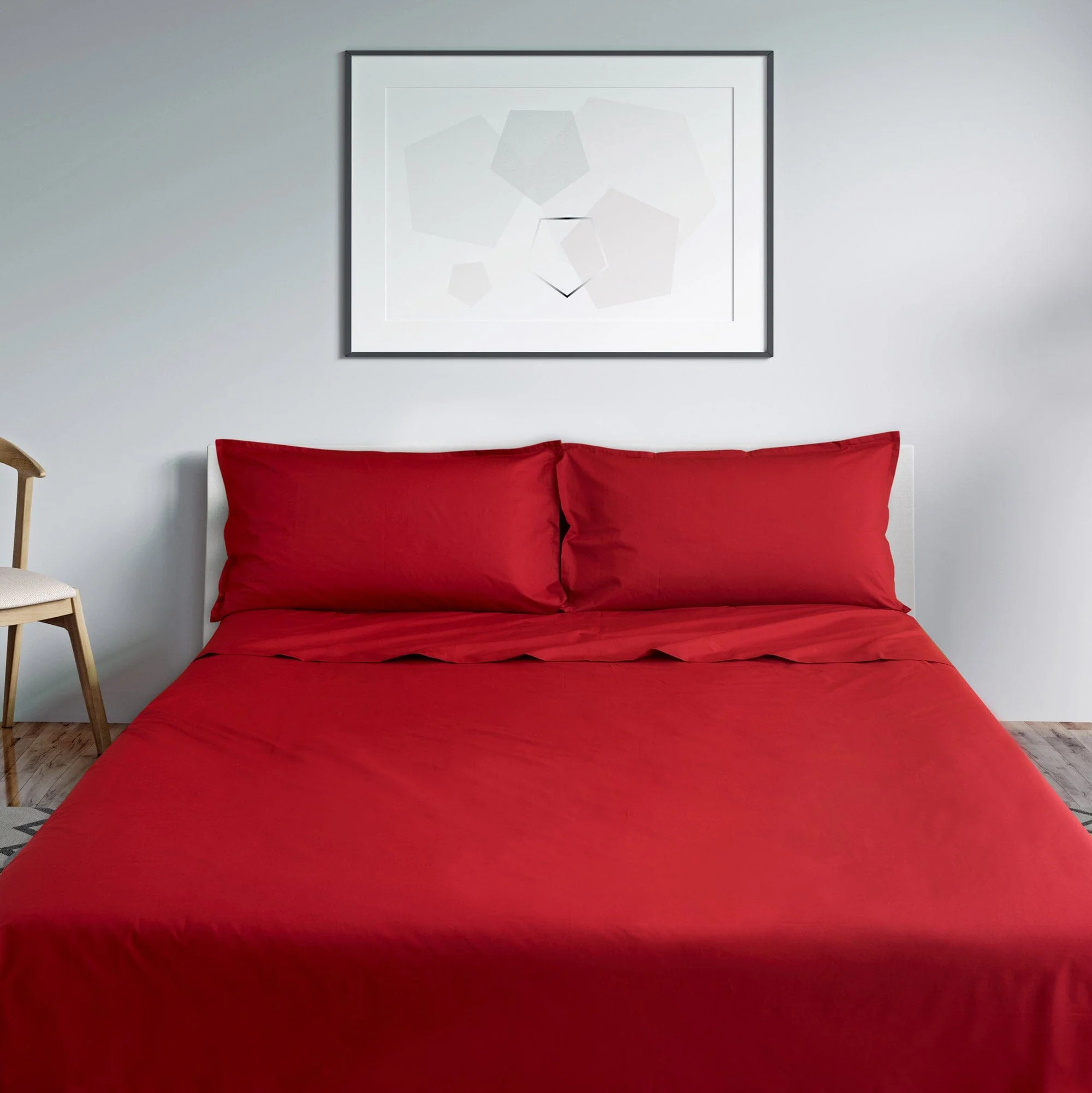 Image of Parure Lenzuolo in Percalle di <br>Cotone 200TC Tinta Unita - <b>Milano