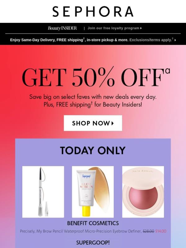 Score 50% off select beauty 😎