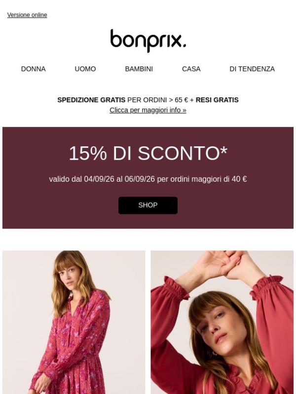 W lo shopping nel weekend: 15% di sconto