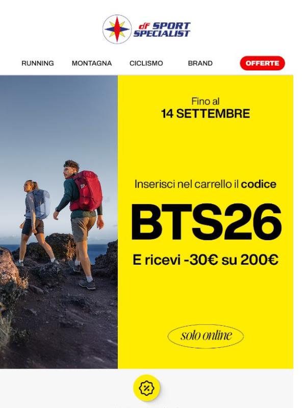Codice BTS26 🎯 -30€ su 200€