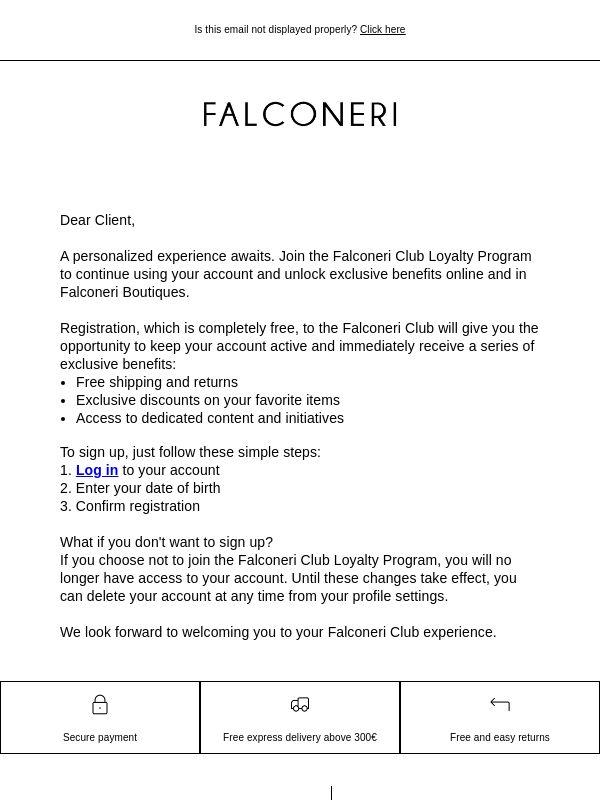 The evolution of your Falconeri experience: join the Club!