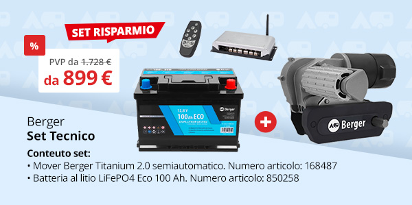 Set con Mover Berger Titanium e batteria al litio LiFePO4 Eco 100 Ah