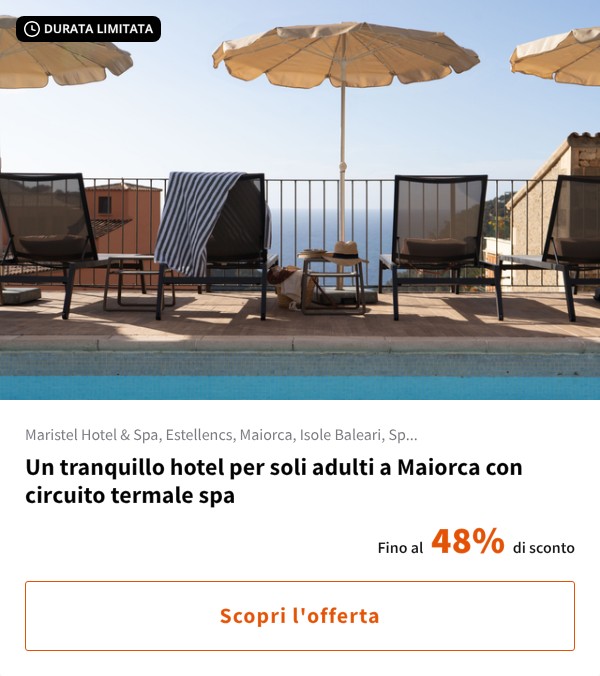 Un tranquillo hotel per soli adulti a Maiorca con circuito termale spa
