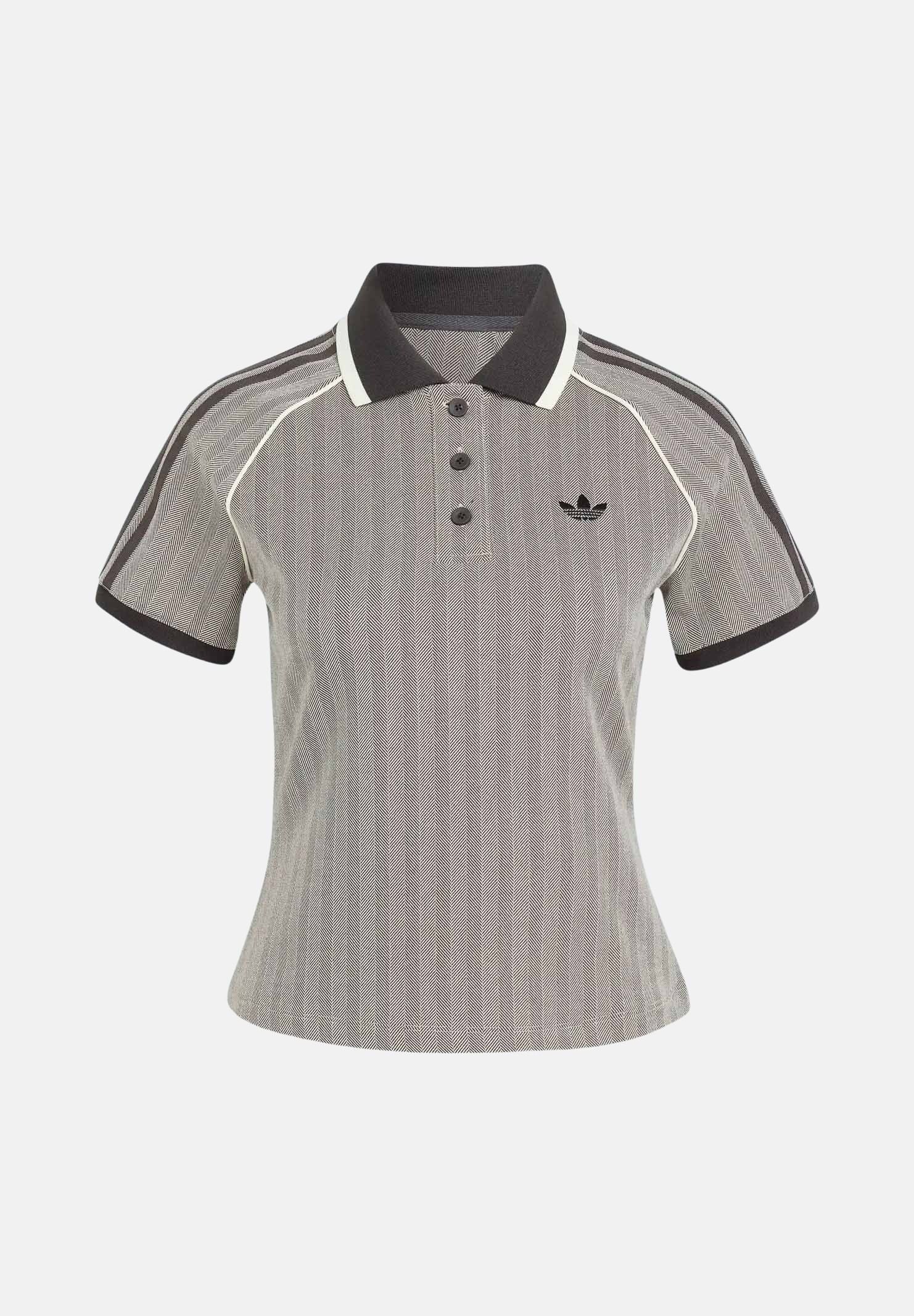 Image of ADIDAS ORIGINALS Polo TWEED SHIRT light brown marrone chiaro e nero donna.