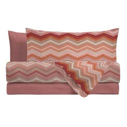 Completo Letto Singolo in Cotone con Stampa - Fantasia Feel Me Ysidro Burgundy