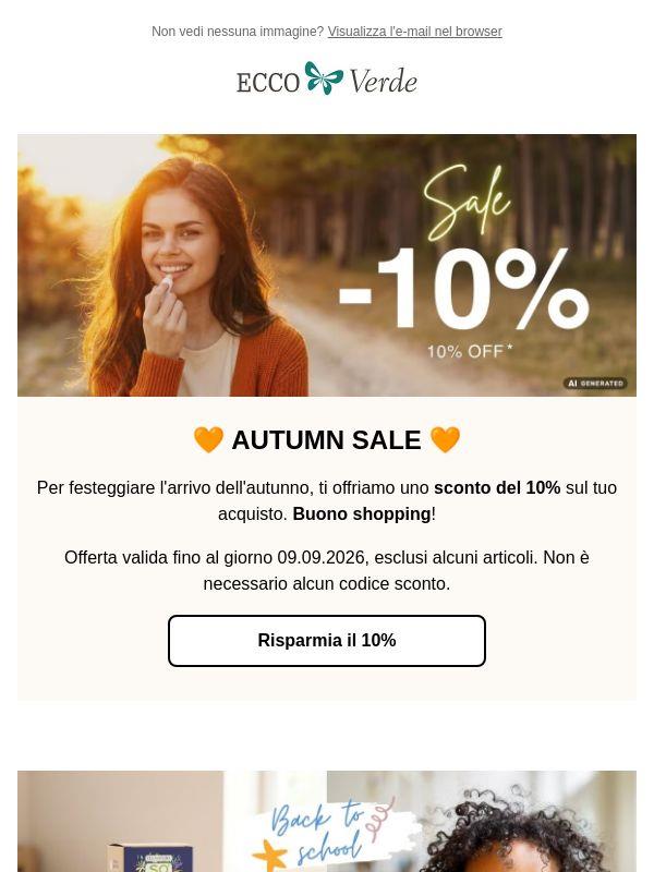 🧡 AUTUMN SALE 🧡 Risparmia il 10% ora!