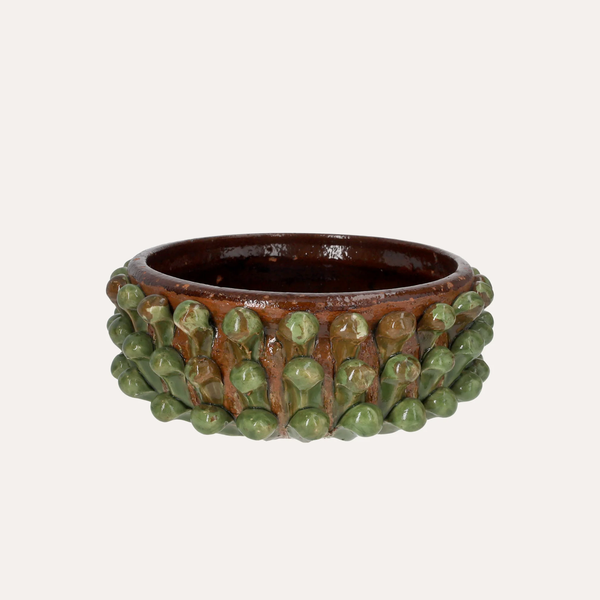 Image of Ciotola Pigna Artigianale Grande in Terracotta Verde 32x12 cm