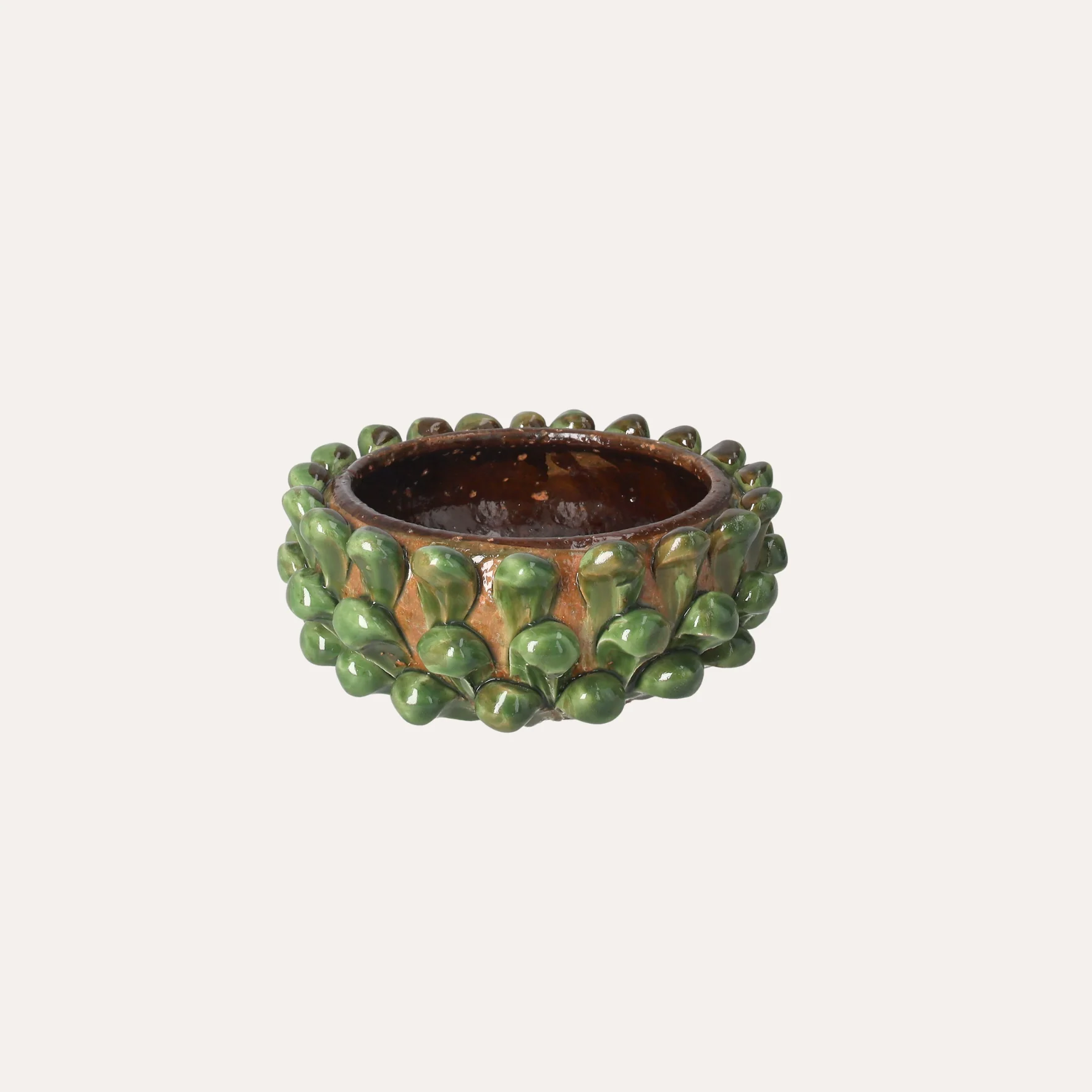 Image of Ciotola Pigna Artigianale Piccola in Terracotta Verde 23x10 cm
