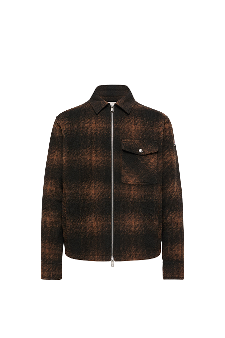 Giacca camicia in jersey a quadri con zip