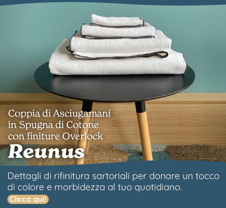Coppia di Asciugamani in Spugna di Cotone con finiture Overlock - Reunus