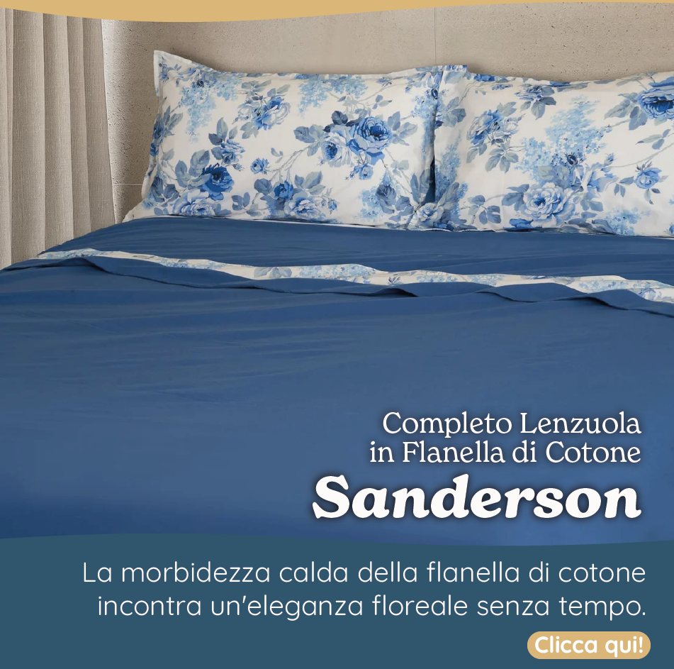 Completo Lenzuola in Flanella di Cotone con Balza in Percalle - Sanderson