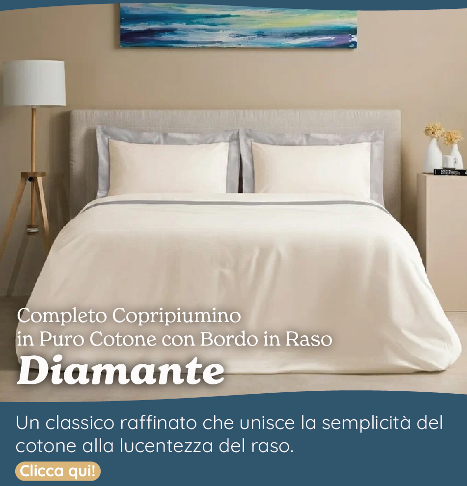 Completo Copripiumino in Puro Cotone con Bordo in Raso - Diamante